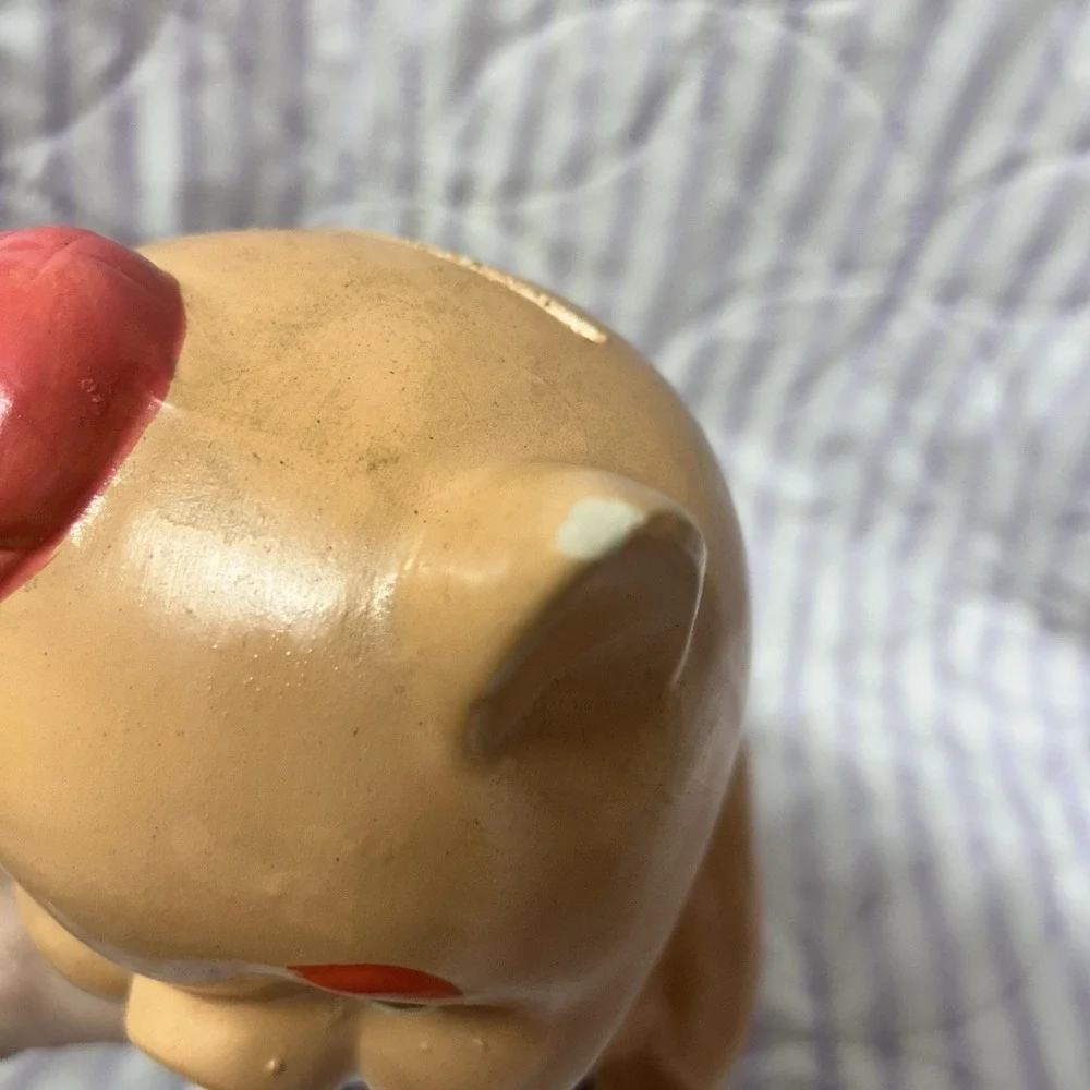 Vintage Rare Chalkware Pig Piggy Bank Hand Painted